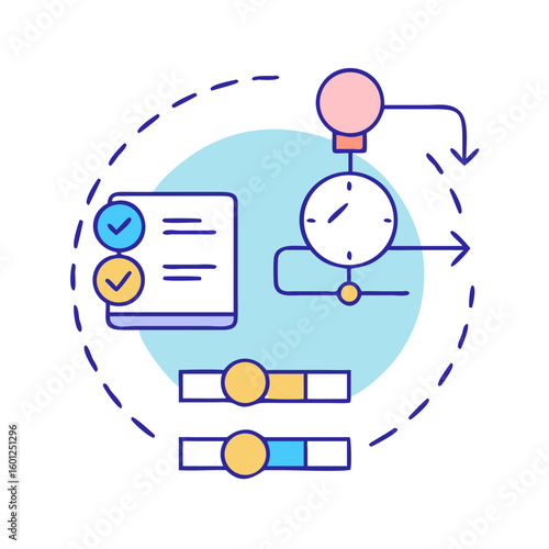 Workflow automation and scheduling to manage tasks with sliders and checklist display