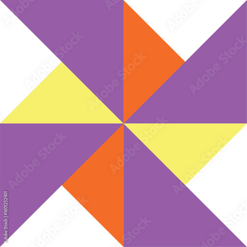 Free Download Windmill design created from purple, orange and yellow triangles - GFXLoad