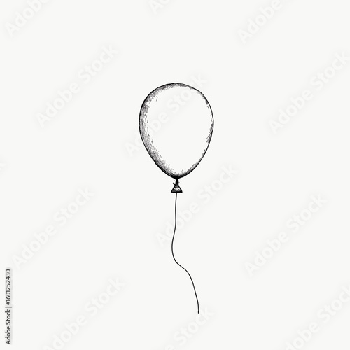 Single balloon sketch design on plain background with copy space