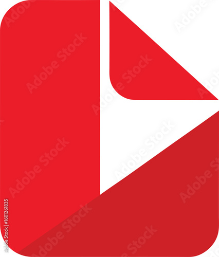Red folded document page icon with text