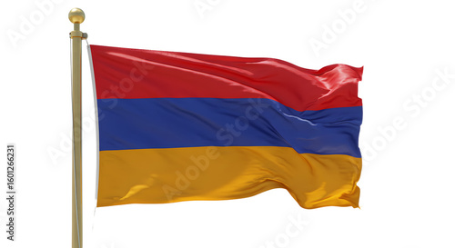 Free Download Armenian flag waving proudly against a clear blue sky, symbolizing national pride and heritage in a serene setting - GFXLoad