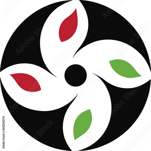 Yin yang symbol with floral petals for nature balance