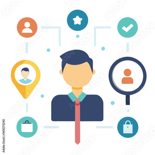 Flat illustration of a recruiter using a job portal isolated on white background