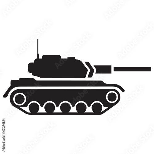Military Tank Silhouette Icon Vector
