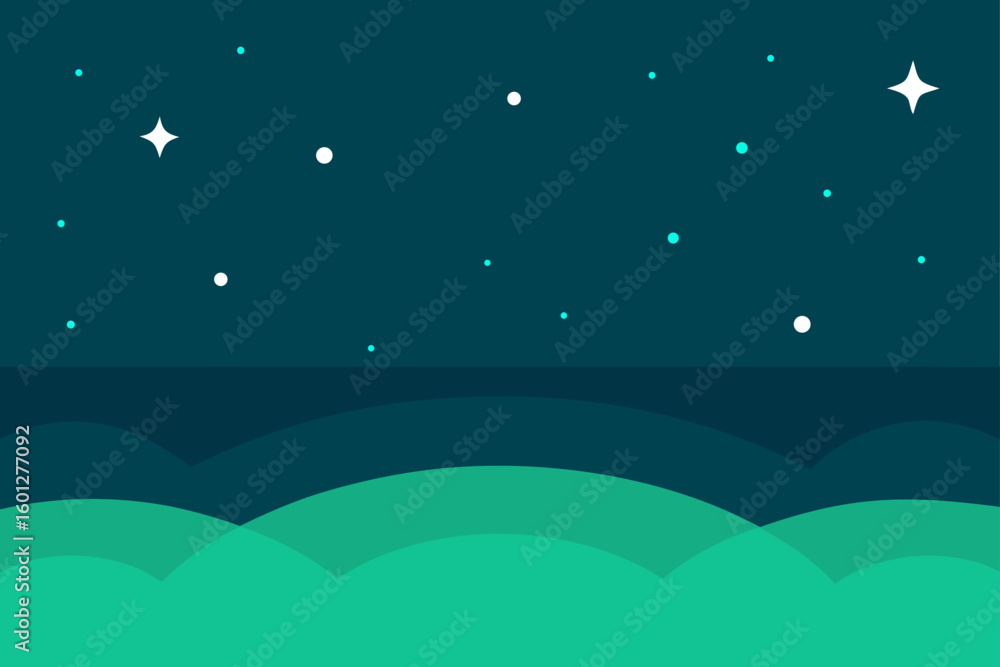 Fototapeta premium vector illustration of a night landscape