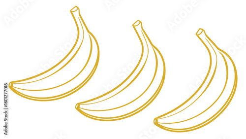 Three yellow bananas drawn with outline