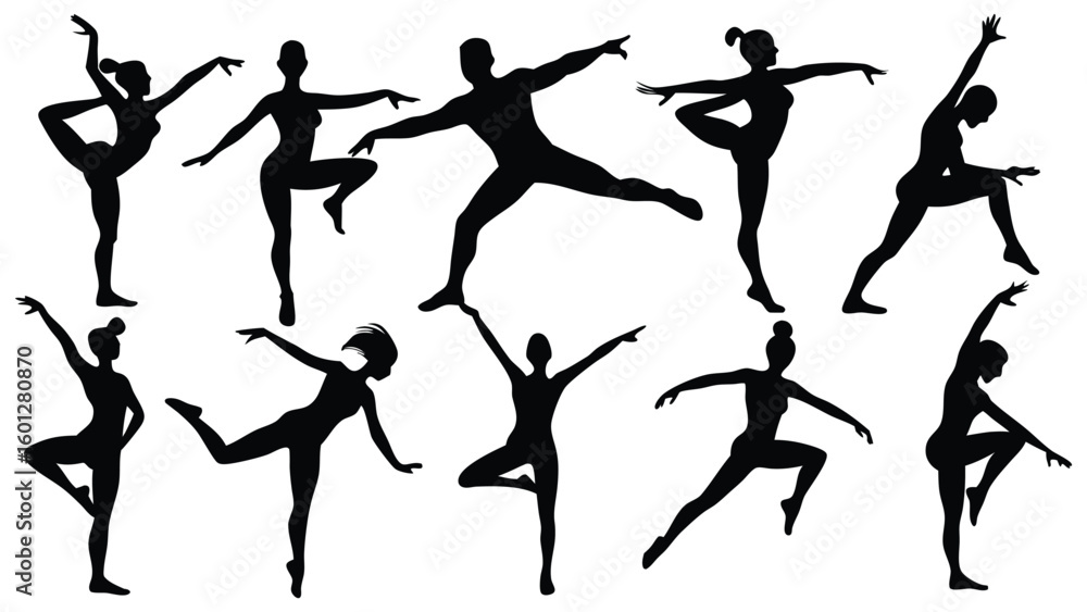 custom made wallpaper toronto digitalCollection of 10 different dancer silhouettes isolated on white background