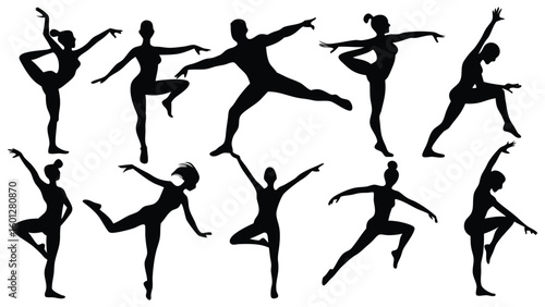 Wallpaper Mural Collection of 10 different dancer silhouettes isolated on white background Torontodigital.ca