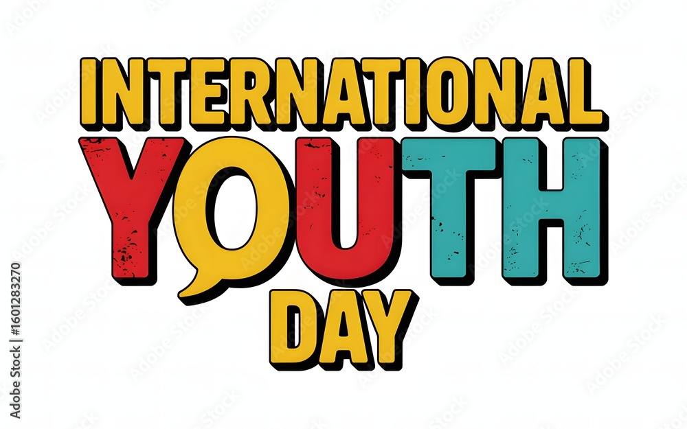 Obraz premium International youth day bold colorful text celebration
