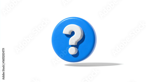 Question Mark Icon: A vibrant 3D rendered question mark icon floats against a clean backdrop, inviting curiosity and sparking thought. The design is sleek and modern.