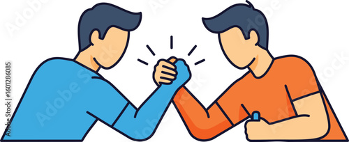 Arm wrestling challenge competition strength match vector illustration design concept art