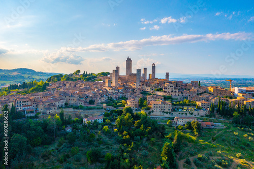Aerial view, San Gimignano, UNESCO World Heritage Site, Siena, Tuscany, Italy,
