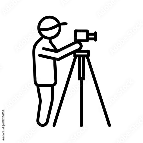 Surveyor using a theodolite on a tripod illustrating land measurement and engineering