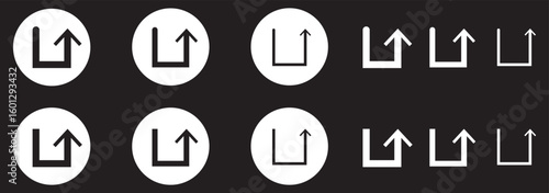 Go Straight This Way One Way Only U Turn Left and Right Black Arrow Sign Direction Icon Set. Vector Image.