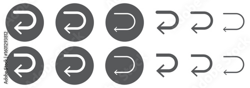 Way One Way Only U Turn Left Go Straight This and Right Black, Red Arrow Sign Direction Icon Set. Finding direction. arrow sign vector illustration.