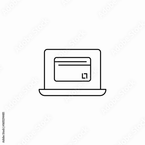 credit card on laptop icon sign vector
