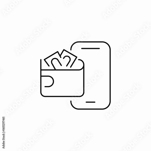 mobile wallet with cash icon sign vector