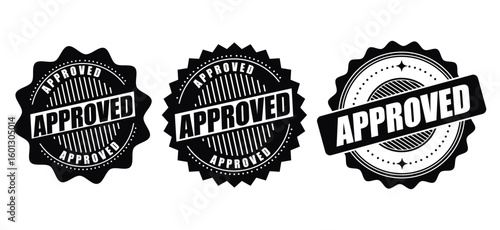 Approved Badge Stamp – Certified Approval Vector Label
