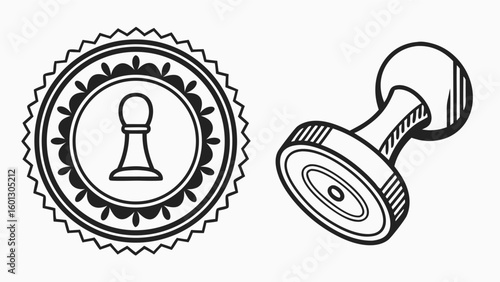 Vintage style stamp and seal illustration with decorative border