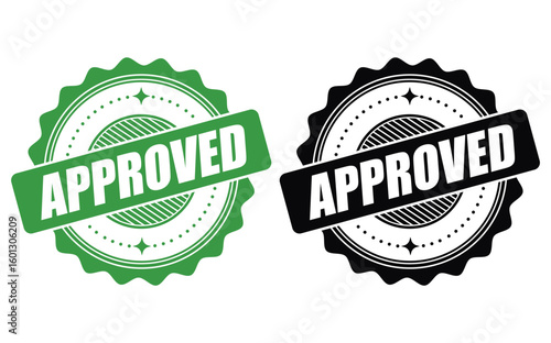 Approved Badge Stamp – Certified Approval Vector Label