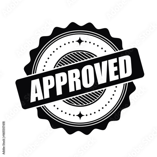 Approved Badge Stamp – Certified Approval Vector Label