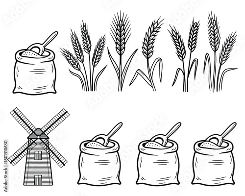 rustic agricultural bread production illustration