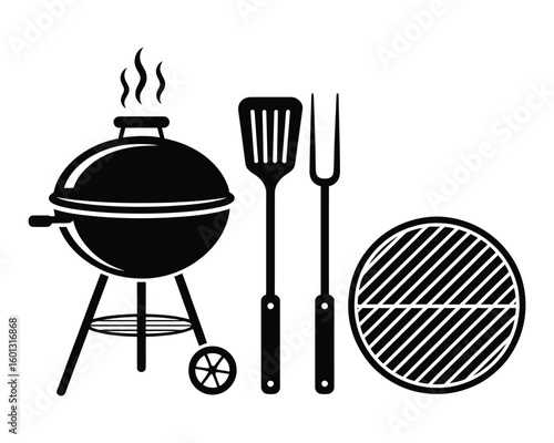 linocut style bbq and meat graphics