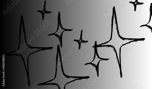 Stylized four pointed star shapes on a gradient from light to muted tone illustration art design