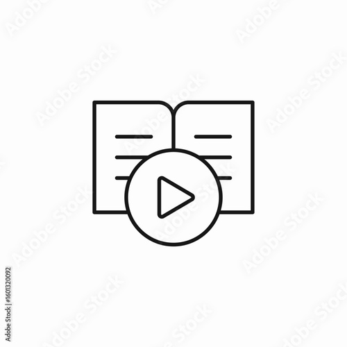book with play button icon sign vector