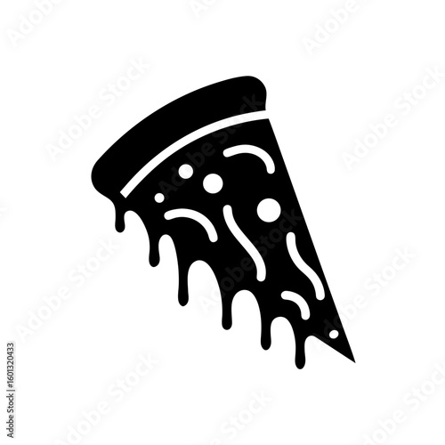 pizza slice icon melted cheese detail on whit