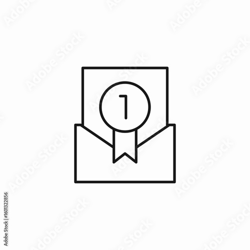 letter with medal icon sign vector
