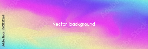 Noise Gradient Background. Abstract Grainy Bg In Pink, Purple And Blue Colors. Iridescent Hologram. Pearlescent Holographic Texture With Rainbow Foil. Fluorescent Light On Soft Paper Blend