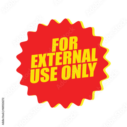 External Use Only Badge – Red Vector Safety Label for Packaging, Medical, and Product Warnings