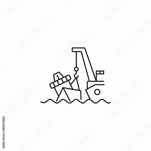 shipwreck salvage operation icon sign vector
