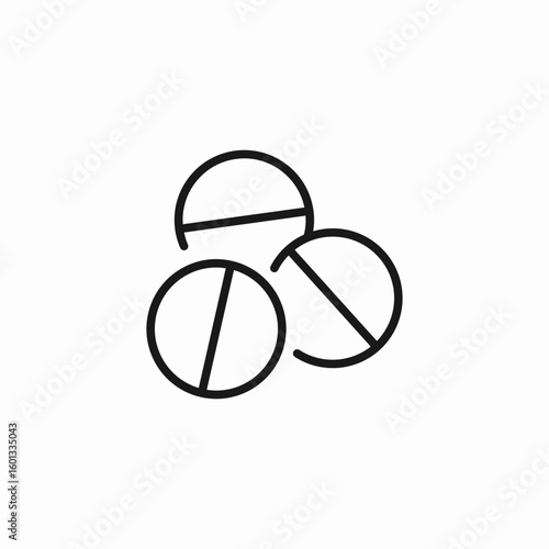 three pills scattered icon sign vector