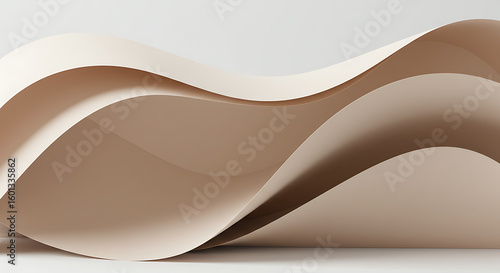 Beige paper waves creating an abstract background with soft light and shadow interplay in studio shot created with generated ai