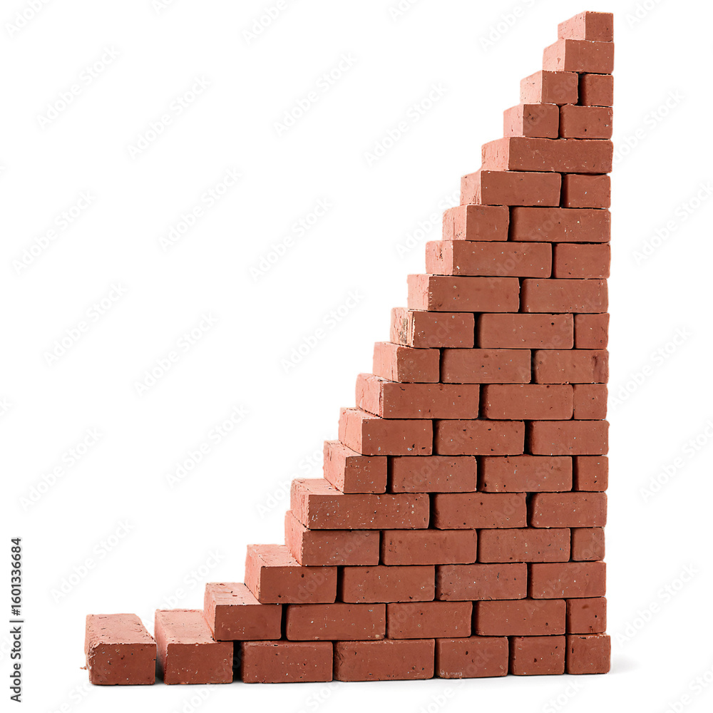 Obraz premium pile of red bricks isolated on transparent background