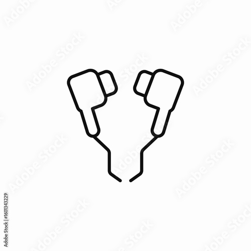 pair wired earbuds icon sign vector