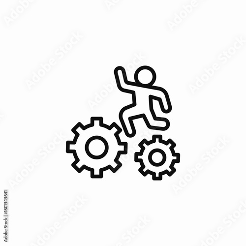 person running on gears icon sign vector