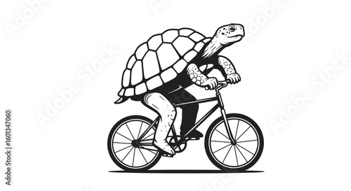 Turtle Riding a Bicycle in a Race