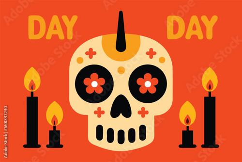 day of the dead inspired halloween vector background