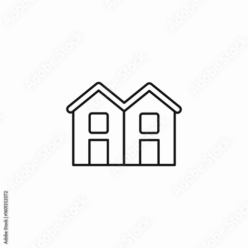 duplex house residential icon sign vector