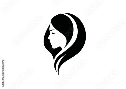Stylish Wig Logo Haircut Vector