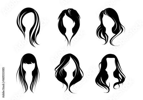 Stylish Wig Logo Haircut Vectors