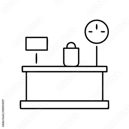Post office counter with scale icon in minimalist style