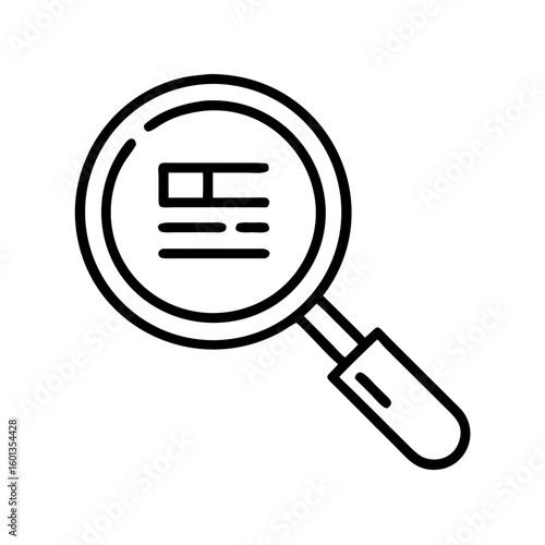 Magnifying glass focused on document icon concept  