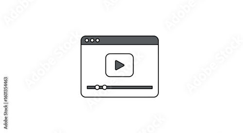 Minimalistic video player icon with play button in browser window
