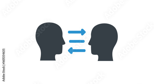 Wallpaper Mural Silhouette head icons with arrows for communication and exchange concepts Torontodigital.ca