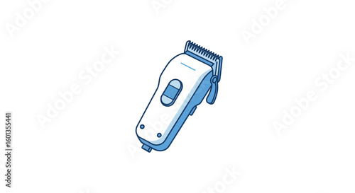 Stylish isometric hair clipper icon in blue and white design