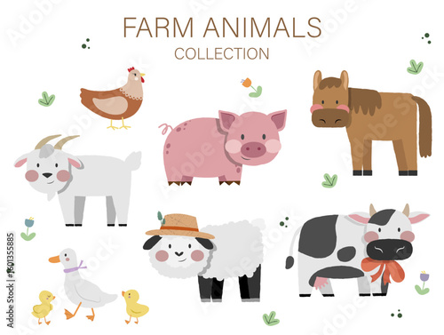 Farm animals illustration - Flat design